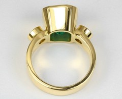 Art Deco Vintage Antique 4.10 Ct Natural Emerald Wedding Ring 14K Yellow Gold FN