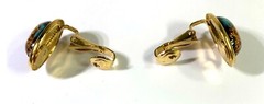 RainbowFlake Genuine Turquoise Lucite 18kt Gold Plate Clip Earrings Carded NOS