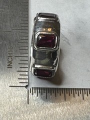 TS 925 Sterling Silver 6 Red Gemstone Band Ring Size 5.5 Heavy 11.05g Vintage