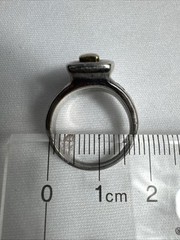 Unmarked Sterling Silver and Gold Plated Ridged Ring 17 mm Size 7