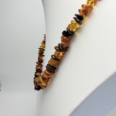 Vintage Baltic Amber Nugget Chip Necklace Honey Cognac Butterscotch 17in