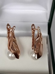 Vintage 1990-s 14 Ct Rolled Gold Pearls / Zircons Earrings – Hallmarked 585 RG