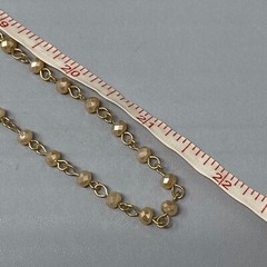 Stone Bead Necklace Brown Marble Gemstone StationChakra Long Gold Tone Chain 44″