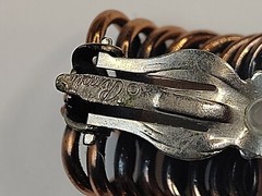 Vintage Renoir Signed Copper Coil MCM Cuff Bangle Bracelet & Clip On Earring Set