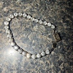 Vintage Sterling Silver Clear Rhinestone Tennis Bracelet Art Deco Style Box