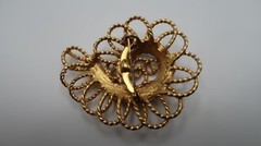 Vintage Gold Blue Rhinestone Spiral Geometry Brooch Pin 5.5cm BB12