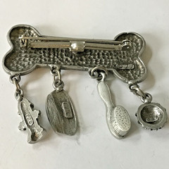 JJ Jonette Dog Bone Brooch Dangling Charms Ball Bowl Fire Hydrant Brush (F2)