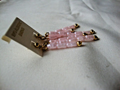 VINTAGE HYPO-ALLERGENIC PINK FRESH WATER RICE PEARL STRANDS STUD DANGLE EARRING