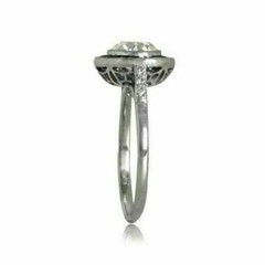Art Deco 2.18CT Lab-Created Diamond Halo Ruby Wedding 14K White Gold Filled Ring