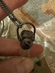 Vintage 1970s Sterling Silver 925 Quartz Crystal Point Pendant Necklace Garnet