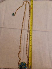 Vintage Marquise and Round Cut Green Cubic Zirconia Pandent with Gold-Tone Chain