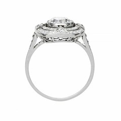 Art Deco Round Lab Created Diamond Valentines Special 14K White Gold Finish Ring