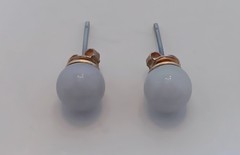 Vintage Goldtone Light Lavender Jade Stud Earrings 9 mm