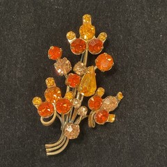 Lot Of 3 Vintage Brooch Pins All Prong Set Rhinestones 1 Signed Austria Flowers