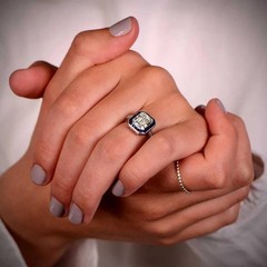 4.10 Ct Diamond & Sapphire Art Deco Vintage Engagement Ring 925 Sterling Silver