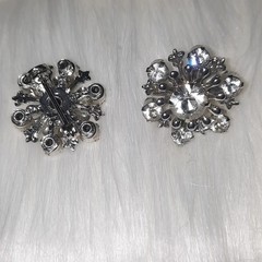 Vintage Snowflake Or Star, Scatter Pins Clear Rhinestones SilverTone brooches