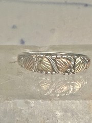 Black Hills Gold ring slender leaves wedding band size 5 sterling silver women