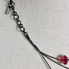 Nine West Multi-Strand Necklace Gunmetal-Tone Chain Red Beads White Rhinestones