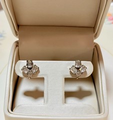 Vintage Mid-Century Atomic Style Baguette & Round Clear Crystal Clip-On Earrings