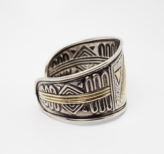 Unusual vintage geometry triangles sterling silver cuff bracelet
