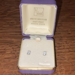 Vintage B.David GENUINE STONE 12kt Gold Filled 14kt PostEarrings