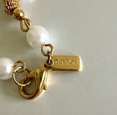 Revlon Faux Pearl Necklace With Alternating Gold Tone Beads, 24”