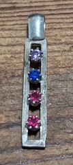 Vintage Sterling Silver Family Birthstone Bar Pendant 4 Prong Set Stones 1.5″