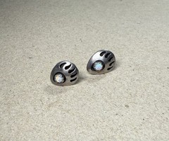 Gorgeous Pair of Vintage Navajo Sterling Silver Opal Cabochon Bear Paw Earrings