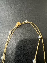 Nolan Miller Necklace Faux Pearl Gold Tone Chain Signed 30 In