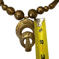 Vintage Brass Etruscan Necklace Tribal Statement Egyptian Revival Art Deco