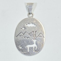 CARAVANTES CII MEXICO 925 Sterling Silver Wilderness Deer Cutout Scene Pendant K