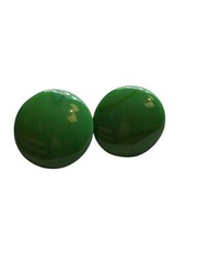 Chunky MOD Lucite Clip Earrings Marbled Green Button Domed Round MCM Vintage