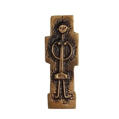 Percz Janos Copper Modernist Figural Lady Brooch, Signed E110