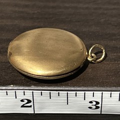 Victorian 9.9g Round Matte Gold Filled Locket Pendant Photo C Co Stamp CZ Stone