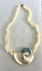 Mother of Pearl 3 Twisted Strand Nautilus Shell 10.5” Necklace w/Barrel Closure