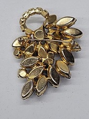 Juliana D&E Jet Black Marquise Flower & Crystal Rhinestone Highlights Brooch-(I)