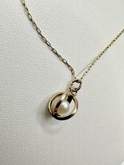 VTG 14k Gold Filled Pearl Cage Pendant 18in GF Chain Minimalist Estate Sale Read
