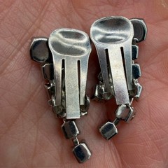 Vintage 1940s 1950s Rhinestone Necklace Earrings Set Smoky Gray Dangle