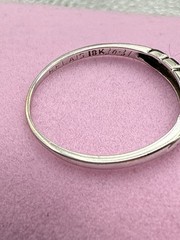 Belais Antique Art Deco 18k White Gold and Diamond Wedding Band Inscribed Sz 8