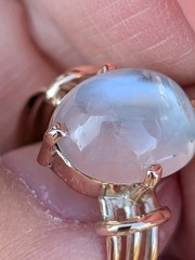 Victorian 10K Rose Gold Ring With Blue Moonstone Sz 8.5