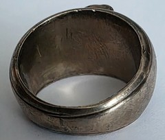 Vintage Handmade 1950s-1970s Silver Ring With Oval Aqua Cabochon-Cut Stone Nice