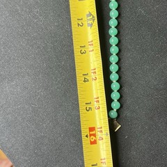 Vintage Jade Green Knotted Necklace 15” W/ Brass Clasp Japan