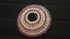 Vintage Kramer Layered Clear And Red Rhinestone Round Brooch