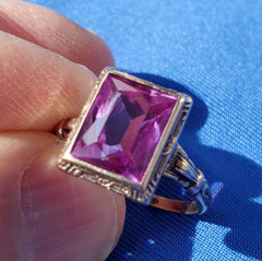 Original Amethyst European Deco Engagement Ring Vintage Solitaire SOLID 10K GOLD