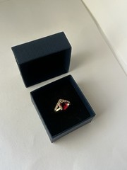 Vintage Red Cubic Zirconia Ring Gold Plated Womens Size 8.5