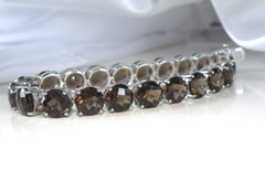 Sterling Silver 925 Natural 8mm Smoky Quartz Large Gemstone Tennis Bracelet 7.5″