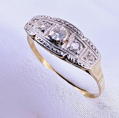 Antique 18ct Gold Art Deco Diamond Filigree Band Ring 0.06ct Natural Size 8.25