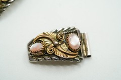 Vintage Sterling Silver and Gold Mother Of Pearl Womans Watch Tips JB48