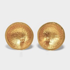 MMA Metropolitan Museum Of Art Earrings Gold Tone Metal Red Cabochon Stone 1995