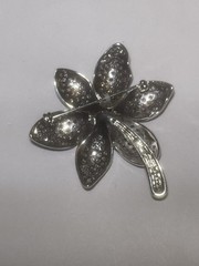 Vintage JJJ 2.5” Flower Pin With Pave Clear Brown Black Rhinestone